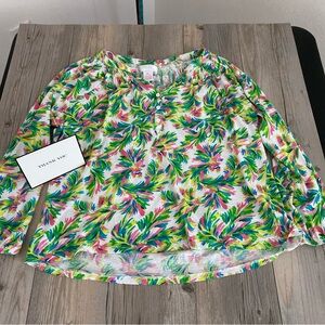 Stella Parker Women’s Long Sleeve Blouse Top 1/4 Button V Neck Colorful XL